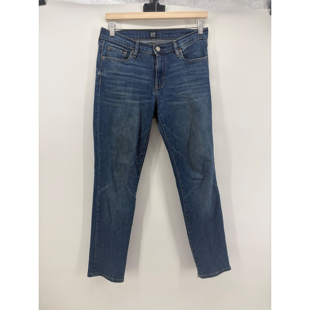 Gap Womens Real Straight‎ Jeans Size 27 Short Blue Medium Wash Denim